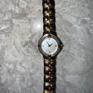 Women’s Two-Tone ESQ Watch, Diamond Bezel and Mother-of-Pearl Face